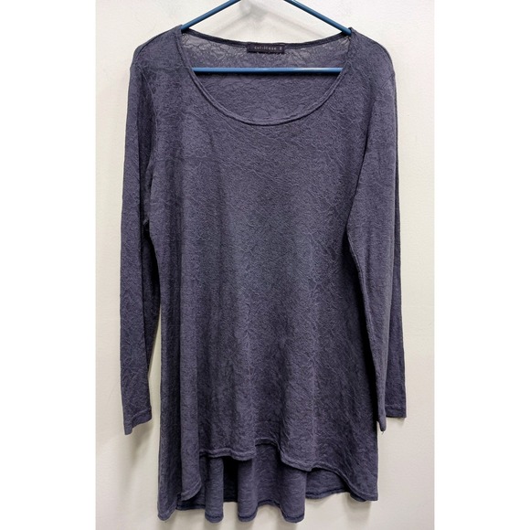 cut loose Tops - Cut Loose Tunic Top Womens Medium Blue Lagenlook Textured Long Sleeve